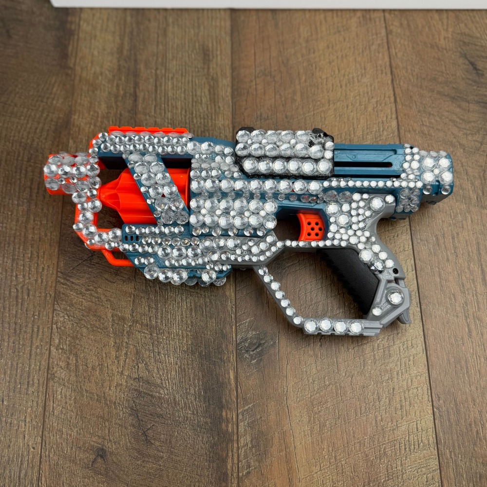 Rhinestone Bedazzled Nerf Gun Blaster Custom One of a Kind Photo Prop